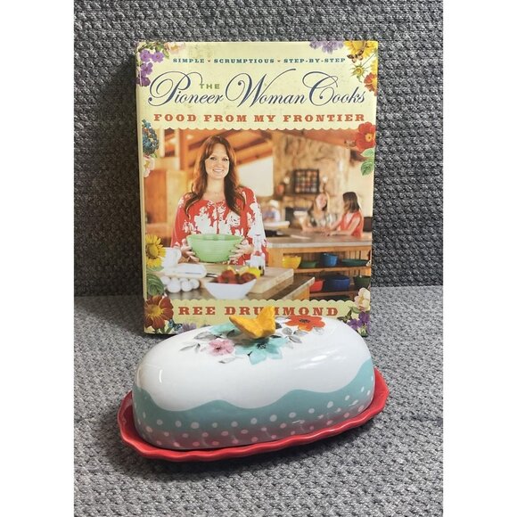Pioneer Woman Flea Market Floral Butter Dish & Cookbook Food From My Frontier - Picture 1 of 10